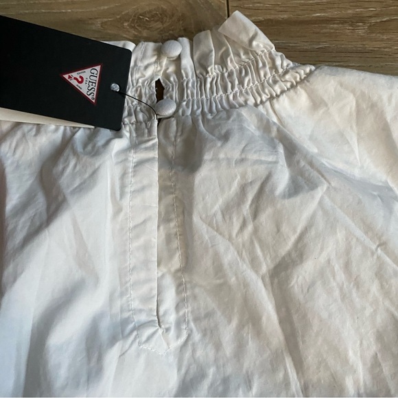 NWT Guess top Kora embroidered lace mock neck peplum style sleeveless blouse - Picture 7 of 10